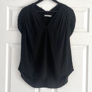 Vince Black V-Neck Short Sleeve Blouse